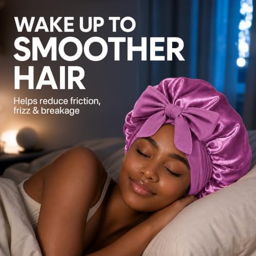 Silk Satin Hair Bonnet for Sleeping Women with Adjustable Tie - Image 6