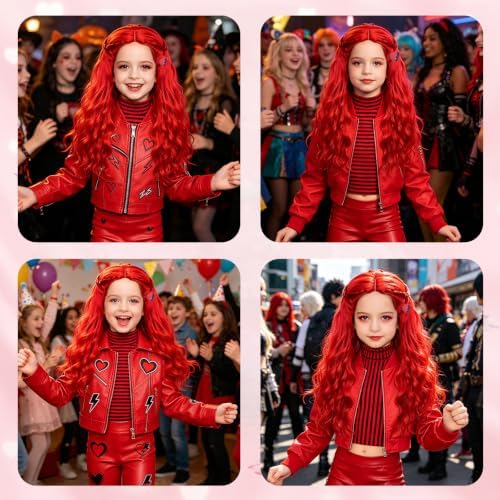 Mildiso 5pcs Kids Red Braided Princess Wig Girls Halloween Costume M153 - Image 7