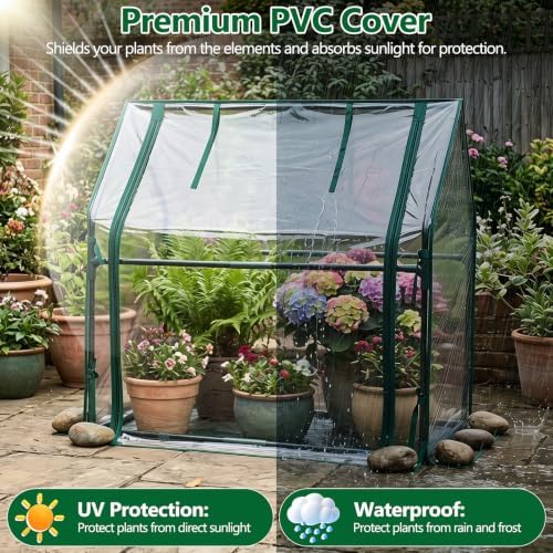 Mini Greenhouse with Waterproof Pad, 36"×18"×33" Tabletop Small Greenhouse for Indoor Outdoor Seed Starting, Portable Plant Cover Tent for Seedlings, Germination, Plant Protection - Image 6