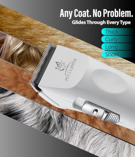 Professional Dog Grooming Clippers with 17H Runtime & Replaceable 440C Blade, 5-Speed Low Noise Electric Dog Shaver for Thick, Matted, Curly Hair, Cordless Clipper for Groomer & Home Use, White - Image 7