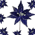 Kimura's Cabin 6Pcs Artificial Poinsettia Christmas Flowers Set,Royal Blue by WeddingPartyArrangementBouquetsDecorationArtificialFlowers