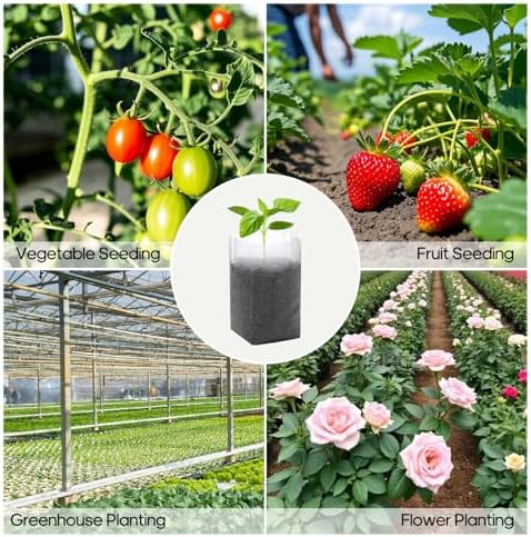 Plant Grow Bags 5.5"x6.3"200pcs Biodegradable Planting Bags Seed Starter Pots Non-Woven Seedling Nursery Pots Home Garden Supply for Vegetable Flower Fruit Tree - Image 3