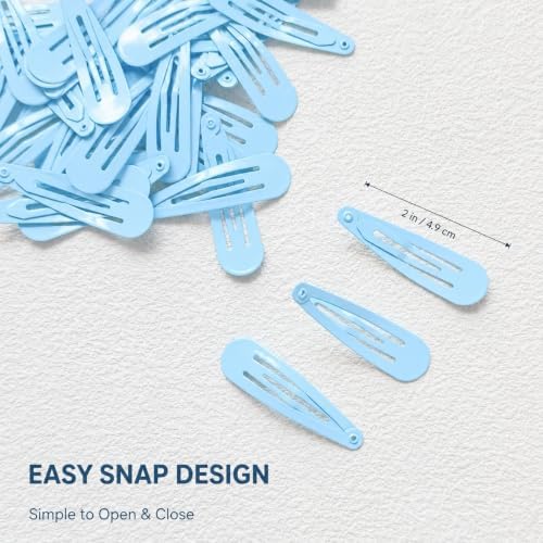 40 Counts Blue Color Metal Snap Hair Clips 2 Inch Barrettes for Women Accessories - Image 3