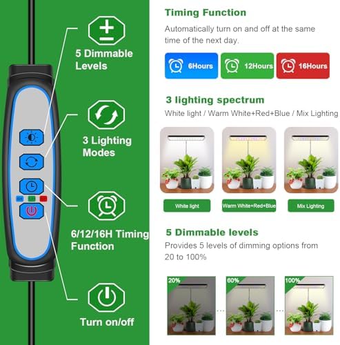 Grow Lights for Indoor Plants,11in Full Spectrum Desk Growing Lamp - Image 4