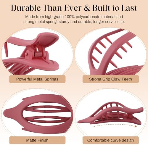 AWAYTR 6Pcs French Flat Hair Clips, Lay Flat Claw Clip for Women - Image 5