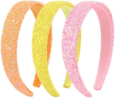 Headbands for Girls, 3 Pack Sparkly Glitter Toddler Girls Headbands by Uintoon