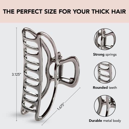 Kitsch Open Shape Metal Hair Clips for Women - Hematite, 1 Pc - Image 2