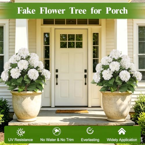 3FT Artificial Hydrangea Tree,White with Spikes 2 Pack - Image 5