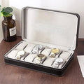 12 Slots Portable Watch Box, Waterproof Travel Zipper Watch Collector Storage Jewelry Box Case, Multifunction Storage Organizer for Cufflinks, Earrings, Bracelets (13 * 7.87 * 2.95inch) by WUSILILU