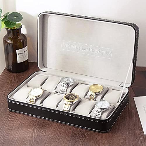12 Slots Portable Watch Box, Waterproof Travel Zipper Watch Collector Storage Jewelry Box Case, Multifunction Storage Organizer for Cufflinks, Earrings, Bracelets (13 * 7.87 * 2.95inch) by WUSILILU