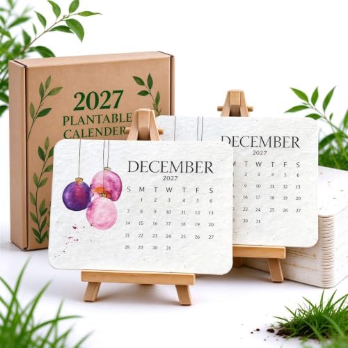 2027 Plantable Seed Calendar with Stand, Eco Wildflower Desk Planner Gift by CRAFFBASE