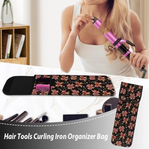 Flashideas Christmas Bow Curling Iron Holder Heat Resistant Neoprene Curling Iron Cover Bag with Pocket Curling Iron Organizers and Storage for Hair Straightener, Curling Iron, Flat Iron - Image 5