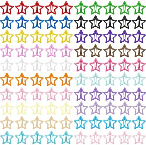 SAOROPEB Star Hair Clips Multicolor 2000s Y2K Hair Accessories-100PCS 1.18" by SAOROPEB