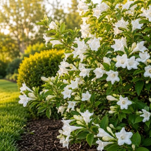 White Weigela Live Plant, 4" Pot, Vigorous Flowering Shrub for Pollinator Gardens and Yards - Image 2