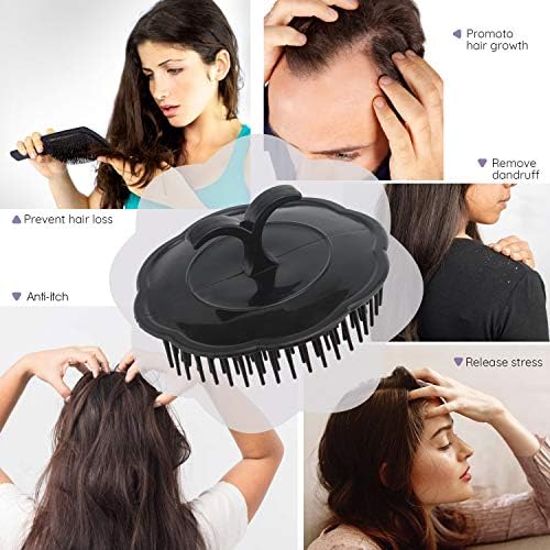 Segbeauty 2pcs Scalp Massage Shampoo Brush, Massage Hair Brush Floriated Shower Comb for Deep Cleaning Hair Men’s Hand Brush Growth Beard Brush Pet Grooming Brushes (Black) - Image 2