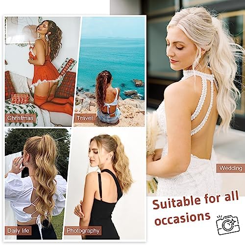 Flufymooz Ponytail Extension, 18 Inch Claw Clip Ponytail Extension, Wavy Curly Claw Clip in Ponytail Hair Extensions, Natural Fake Ponytail Synthetic Hairpiece for Women (Natural Black) - Image 6