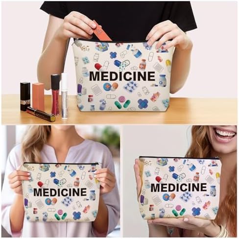 Medicine Makeup Bag Gifts: Colorful Medical Themed Cosmetic & Toiletry Organizer Pouch For Teen Girls & Women Doctor Nurse Healthcare.Ideal Gift For Travel, Birthdays, & Christmas. - Image 3