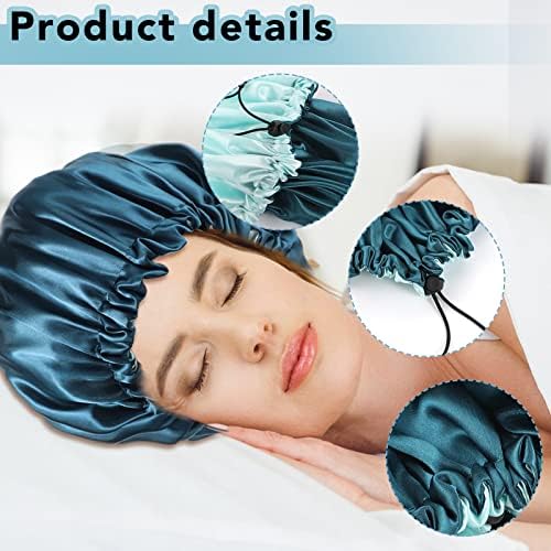 Pengxiaomei 2 Pack Satin Bonnet for Sleeping, Drawstring Hair Bonnet - Image 5