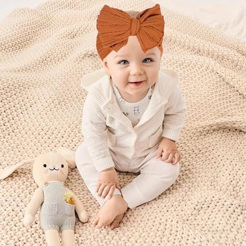 Baby Bows Headbands Soft Nylon Handmade Hair Accessories for Newborn Infant Toddler Kids (3 Mixed Brown, Large) - Image 6
