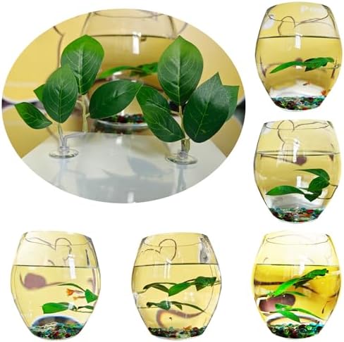 Fish Leaf Pad Fish Tank Accessories Aquarium Décor Simulating 2 pcs Adjustable Plastic Plants Betta Natural Habitat Playing Spawn Breed Rest Bed with Suction Cup Multi Leaf Design (2) - Image 2