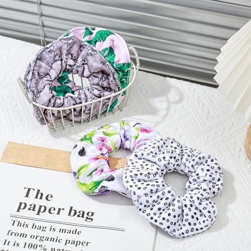 Hair Towel Scrunchies 4-Piece Microfiber Oversized Dry Multi Print - Image 4