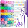 Auroray Hair Accessories for Girls, 1784 Pcs Elastic Ties Set 24 Color Rubber Bands With Organizer Box Cotton Baby Ties Styling Tool Set Clips Elastic Cutter Scissor by auroray