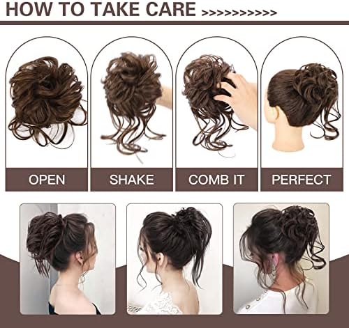 HMD 5 Pieces Messy Hair Bun Hairpiece Tousled Updo for Women - Image 5