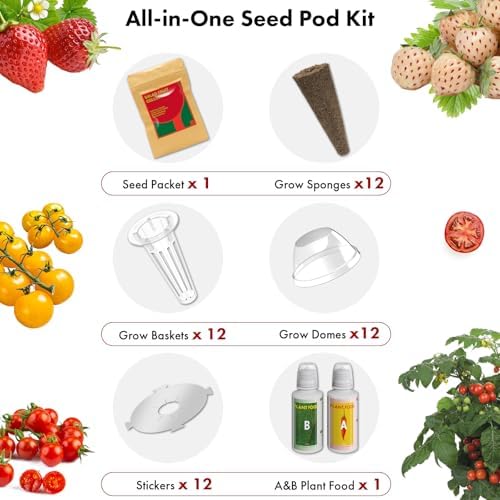 LYKOCLEAN Strawberry Seed Pods for AeroGarden, Ahopegarden, iDOO Hydroponics Growing System, 350 Seeds+ Including Red Cherry Tomato Golden Cherry Tomato, White Strawberry, Red Strawberry (12-Pods) - Image 4