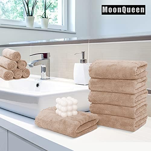 MOONQUEEN 18 Pack Premium Hand Towels - Quick Drying - Microfiber Coral Velvet Highly Absorbent Towels - Multipurpose Use as Hotel, Bathroom, Shower, Spa, Hand Towel 16 x 28 inches (Brown) - Image 2