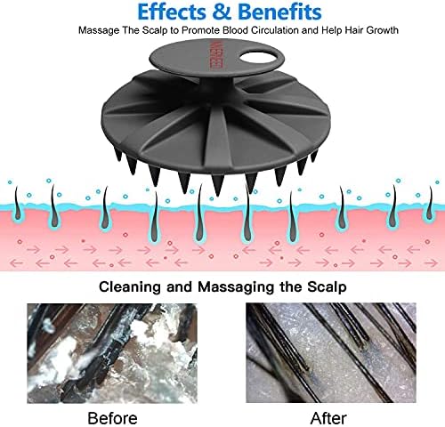 One-piece Silicone Scalp Massager Shampoo Brush Hair Wash Scrubber, Black - Image 4