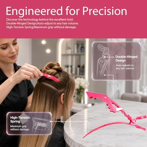 30 Pack Alligator Hair Clips, Sectioning Clips for Salon Coloring, Cutting & Styling, Durable Plastic Barber Hairdressing Tools, Strong Grip Crocodile Clips for Women Men Kids (Hotpink) - Image 2