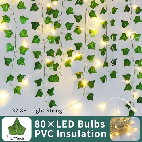 Freyalife Fake Vines for Room Decor(24Pack168Ft),with CE Certified 160 LED String Lights,Artificial Plant Ivy for Aesthetic Home Bedroom Wall Wedding Party Office Patio Indoor, Outdoor Garden Décor - Image 2