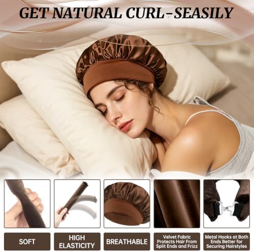 Heatless Curls Overnight Set, 4 Heatless Curling Rods with Satin Bonnet - Image 3