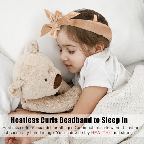 Heatless Velvet Hair Curlers to Sleep in Heatless Curls Overnight for Long Hair, No Heat Curling Rod Headband for Women All Hair Types -6 Pieces Set (Khaki) - Image 3