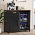 GDLF Coffee Bar Cabinet with Fridge Space, Mini Fridge Stand,Black by GDLFGoodLife