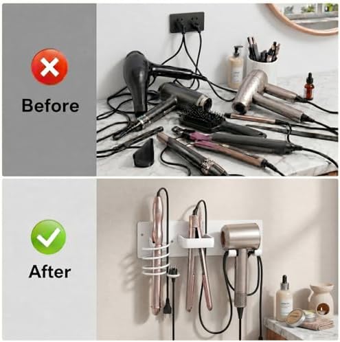 Blow Hair Dryer Holder Wall Mounted, 3 in 1 Hair Tool Organizer - Image 4