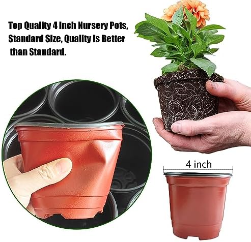 RooTrimmer Plant Nursery Pots with Humidity Domes, 25 Sets 4 Inch Soft Nursery Pots Quality Ones (25 Red Pots + 25 Clear Lids), Seeds Starter Pots Small Planter Containers - Image 5