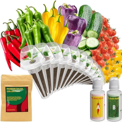 inbloom Passion Salsa Seed Pod Kit for AeroGarden, 12 Pods Hydroponic Supply with Vegetable Seeds of Red Chili,Green, Yellow, and Purple Bell Pepper, Red/Golden Cherry Tomato, Cucumber by inbloomgarden