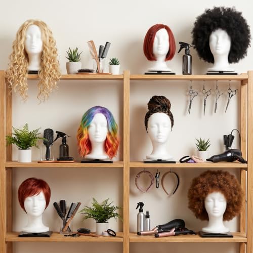 Foam Mannequin Wig Head Stands Hat Display Stand Non Topple Cosmetology Manikin Wig Head Styling Holder Base for Tabletop Display Style Model Salon for Cap Headdress Excluding Model - Image 7