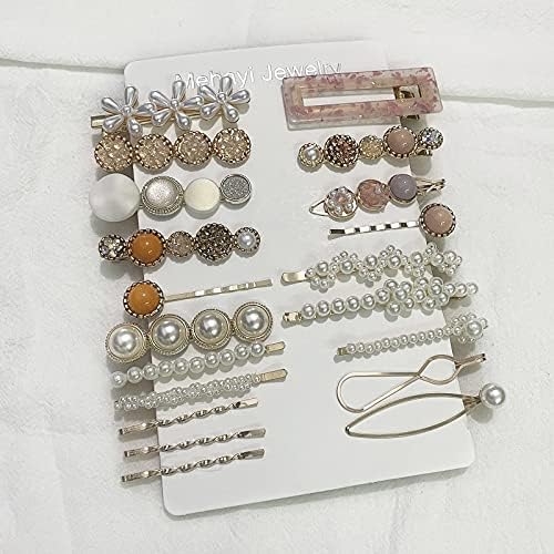 Mehayi 20 PCS Pearls Hair Clips Fashion Korean Style Acrylic ResinHairpins / Barrettes for Women and Ladies Girls Headwear Styling Tools Hair Accessories Bobby Pins - Image 5