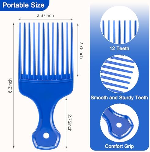 SIMPOR 4 Pcs Hair Pick Comb Wide Tooth Lift for Hair Styling Detangling, Plastic Afro Pick for Women Men, Fist Picks for Curly and Afro Hair (Multiple colors) - Image 2