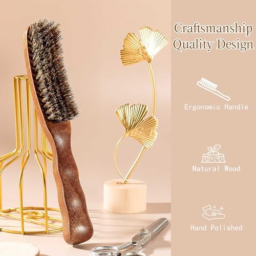 STYLEMATE Boar Bristle Slick Back Hair Brush, Medium/Soft Bristle Hair Brush for Thin & Fine Hair, Smoothing Hairbrush for Women Men Kid, Lightweight Sapele Wooden Handle - Image 2