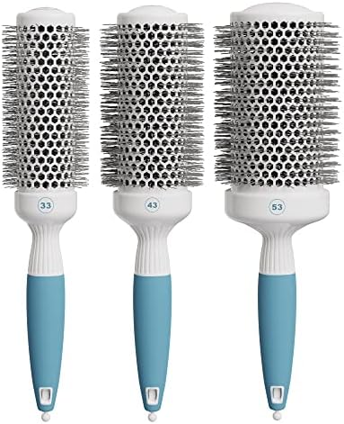 Professional Blow Drying Brush Set - Ceramic Ionic Thermal Brushes for Styling Wet Hair, 3 Round Brushes with Travel Bag for Women by Osensia