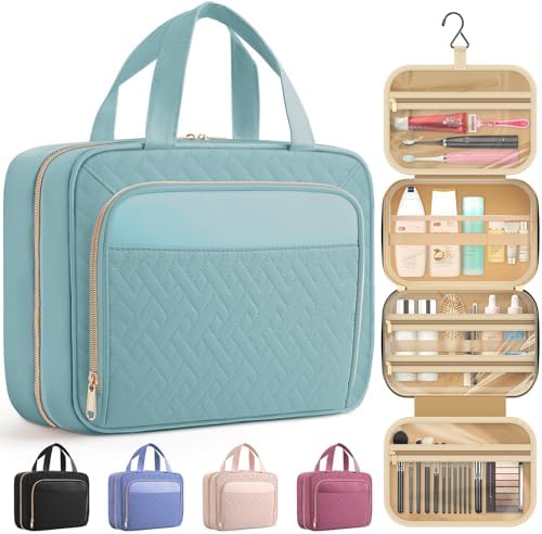 HOTOR Hanging Travel Toiletry Bag Women Men, Light Blue, Medium by HOTOR