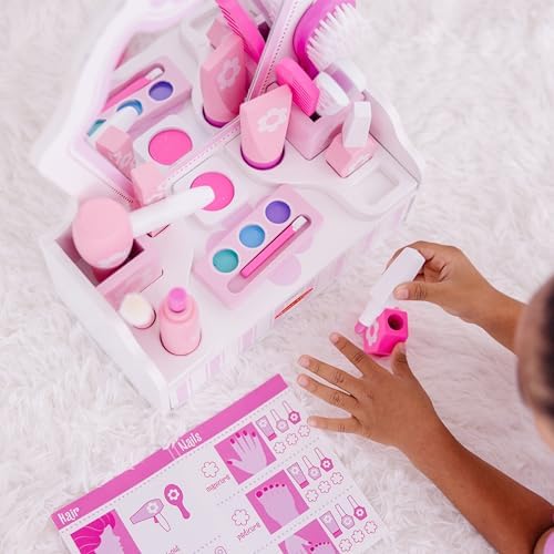 Melissa & Doug Wooden Beauty Salon Play Set, 18-Piece Vanity with Pretend Play Toys, Makeup, Mirror, Accessories & More, Preschool Toys for Girls & Boys Ages 3+ - FSC Certified - Image 2