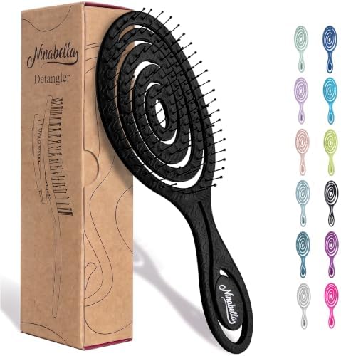 Ninabella Detangler Brush - No Tangle Hair Brush for Women, Fine, Thick and Long Hair - Hairbrush for Wet and Dry Hair, Gentle on the Scalp - Elegant Black by Ninabella