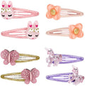 8 Pcs Rabbit Snap Clips No Slip Metal Butterfly Hair Clips Little Girls Toddlers Kids Flower Hair Accessories Colorful Unicorn Hair Pins for Birthday Party Supplies (C) by Yarkeuier