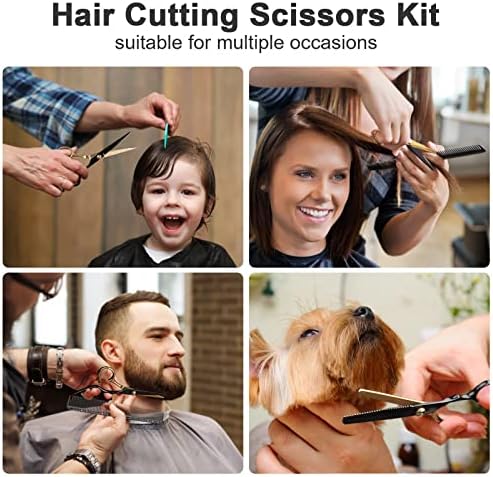 11-Piece Hair Cutting Scissors Kit, Straight & Thinning Shears, Black Gold - Image 6