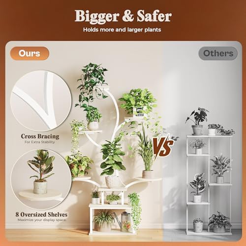 PRAISUN 51 Inch Plant Stand with Grow Lights, 8 Tiered Indoor Plant Shelf - Image 5