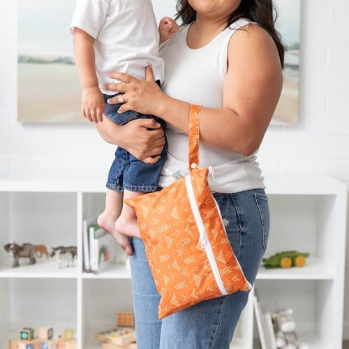 Bumkins Waterproof Wet Dry Clutch Bag for Baby, Travel, Swim Suit, Cloth Diapers, Pump Parts, Pool, Gym Clothes, Toiletry, Hook to Stroller, Daycare, Zip Reusable Bag, Packing Pouch, Boho Orange - Image 4